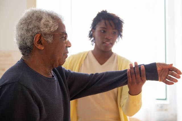 Carer and client sharing a moment together